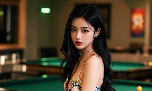 桌球室女生美图