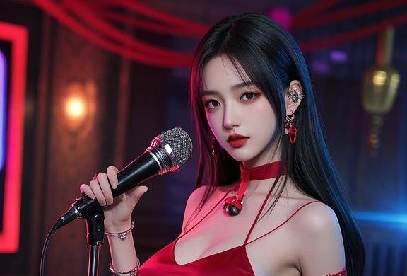 美图 爱唱歌的女生 高清壁纸